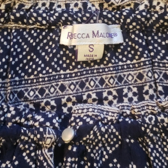 Rebecca Malone Navy White Bohemian Blouse - Picture 3 of 4